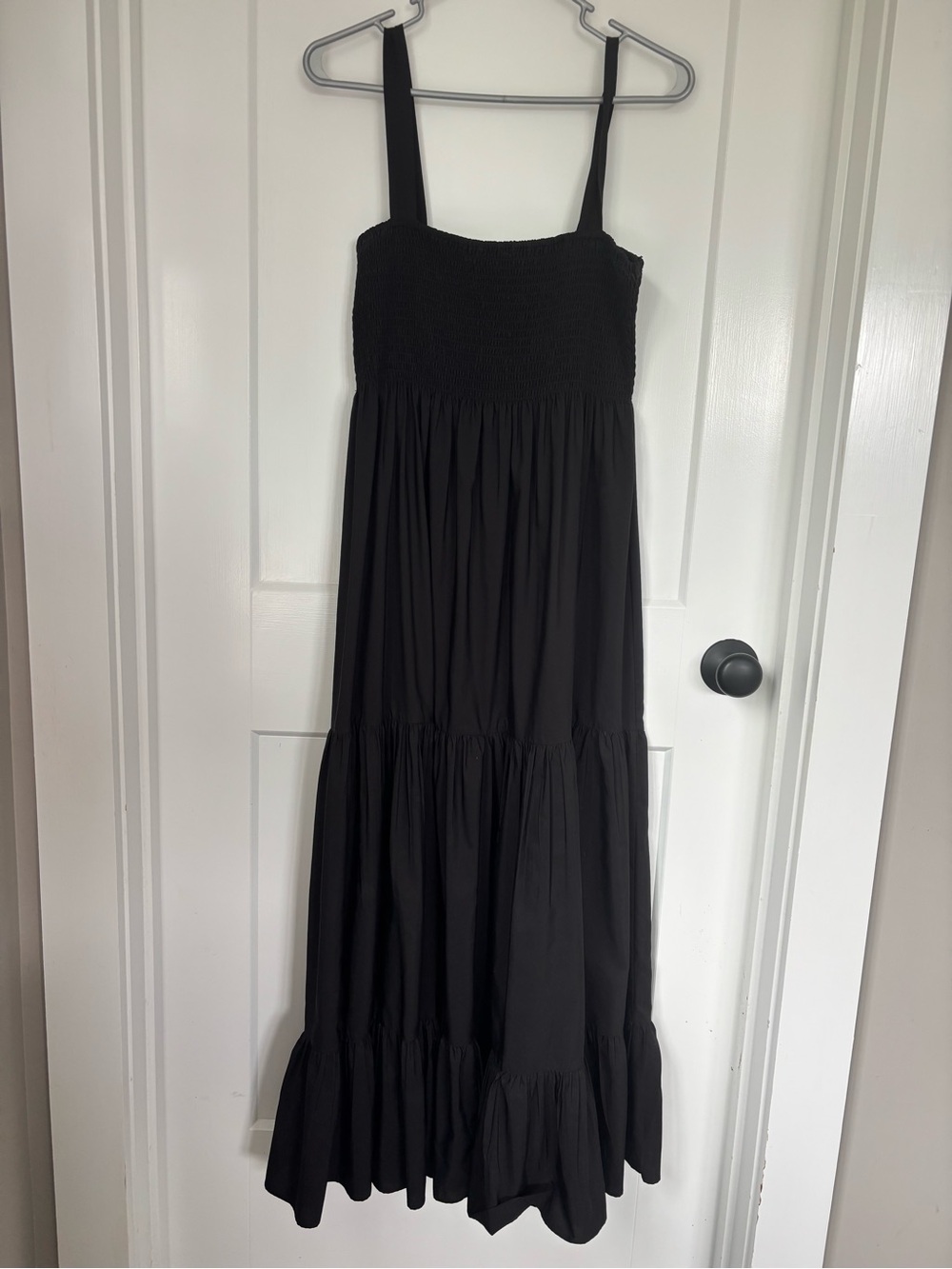 Zara Black Smocked Tiered Maxi Dress